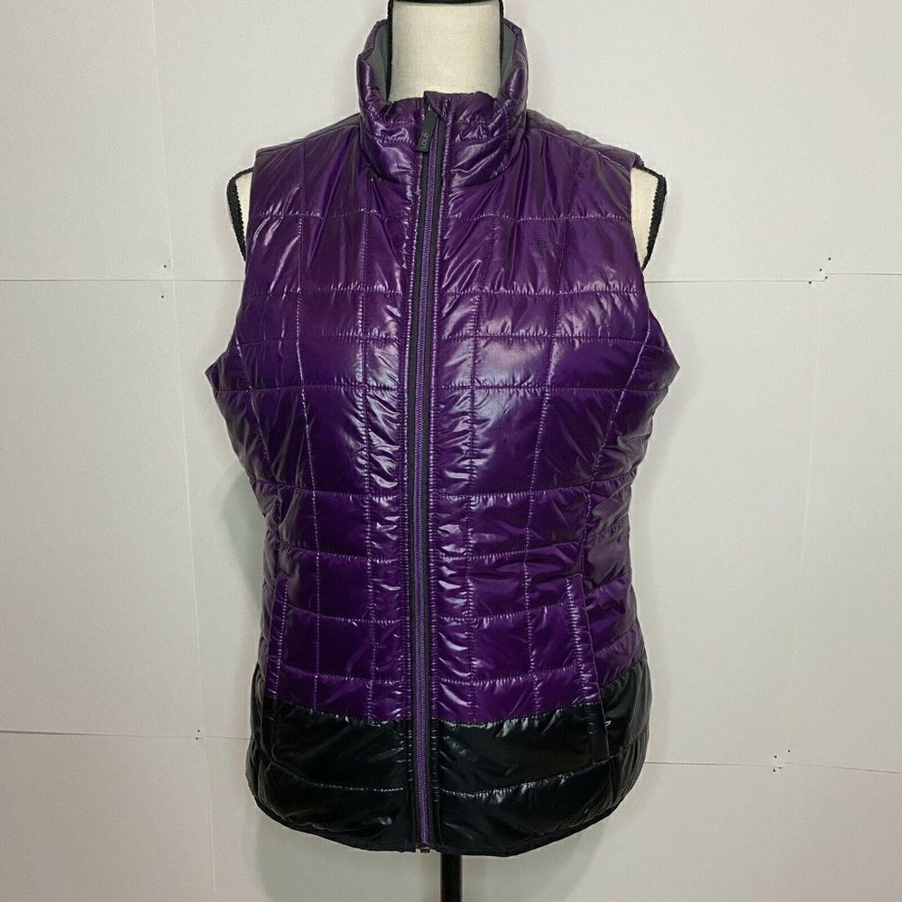 Lole Women's Medium Athletic Puffer Vest Down Purple Black Full Zip